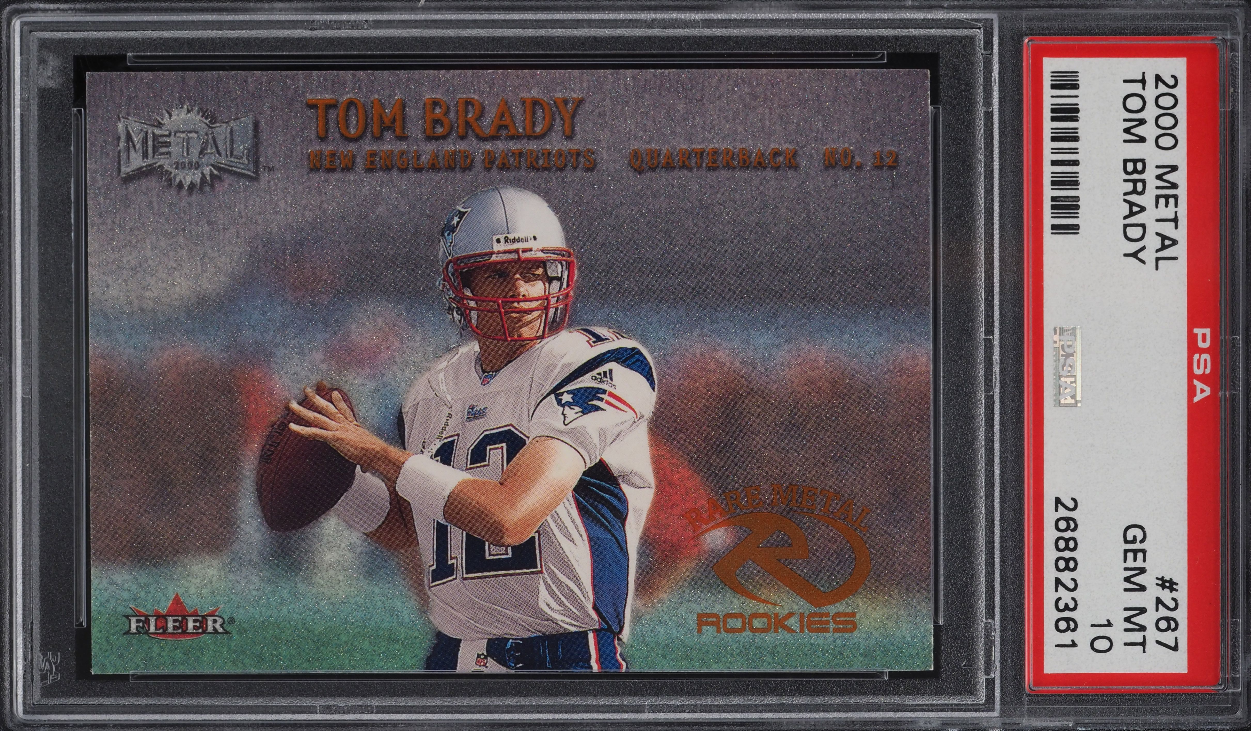 2000 Metal Football Tom Brady ROOKIE RC #267 PSA 10 GEM MINT on