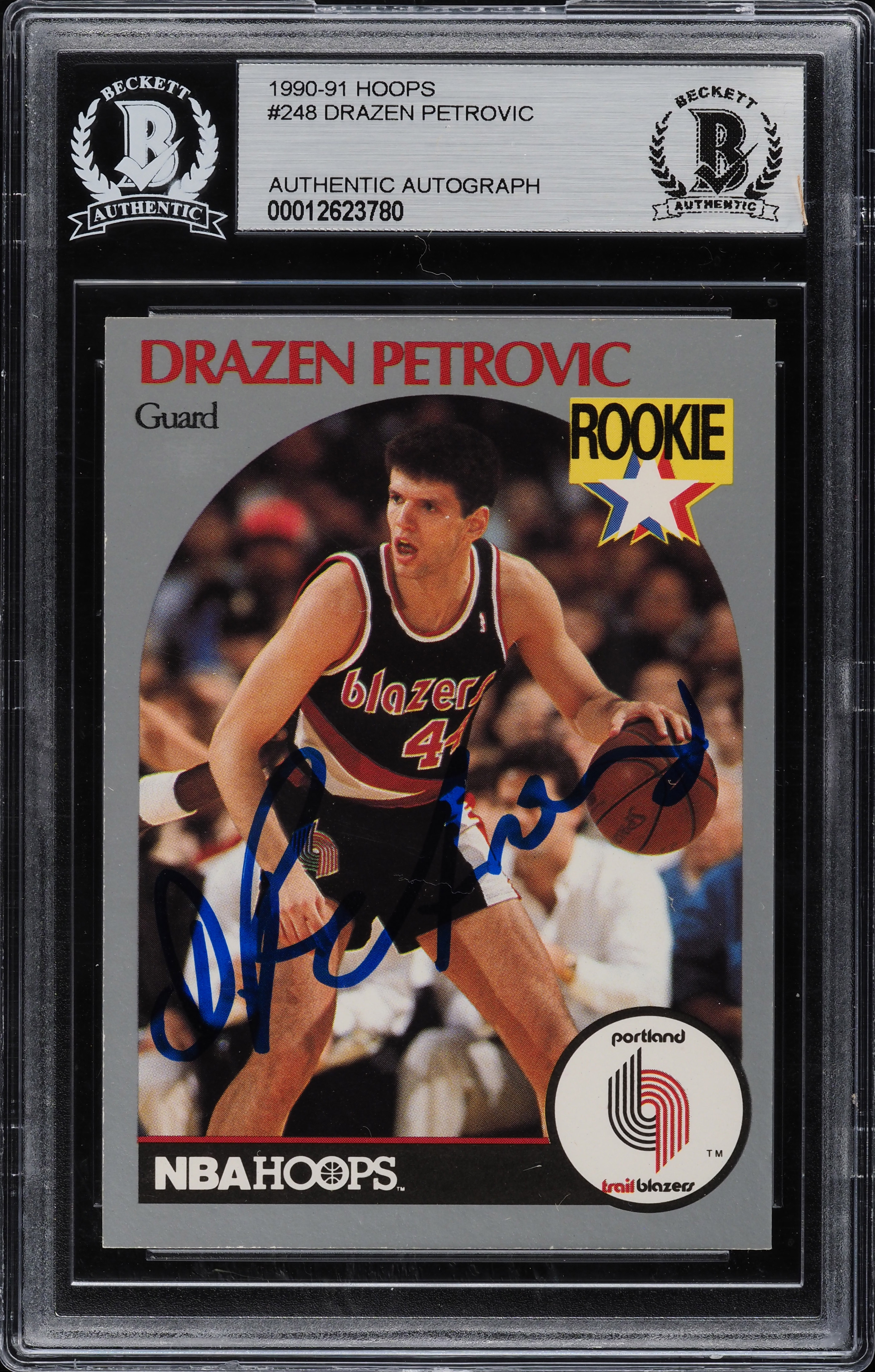 1990 Hoops Drazen Petrovic ROOKIE AUTO #248 BAS BGS AUTH on 