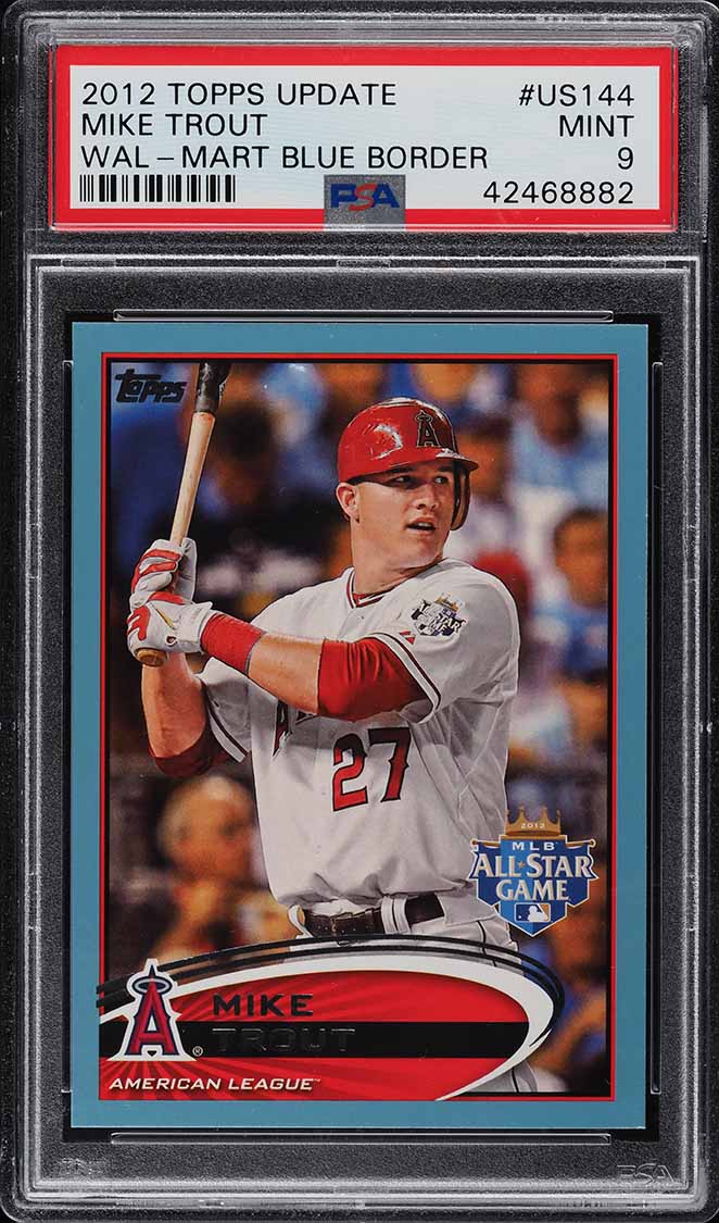2012 Topps Update Wal-Mart Blue Border Mike Trout ROOKIE #US144 PSA 9 MINT