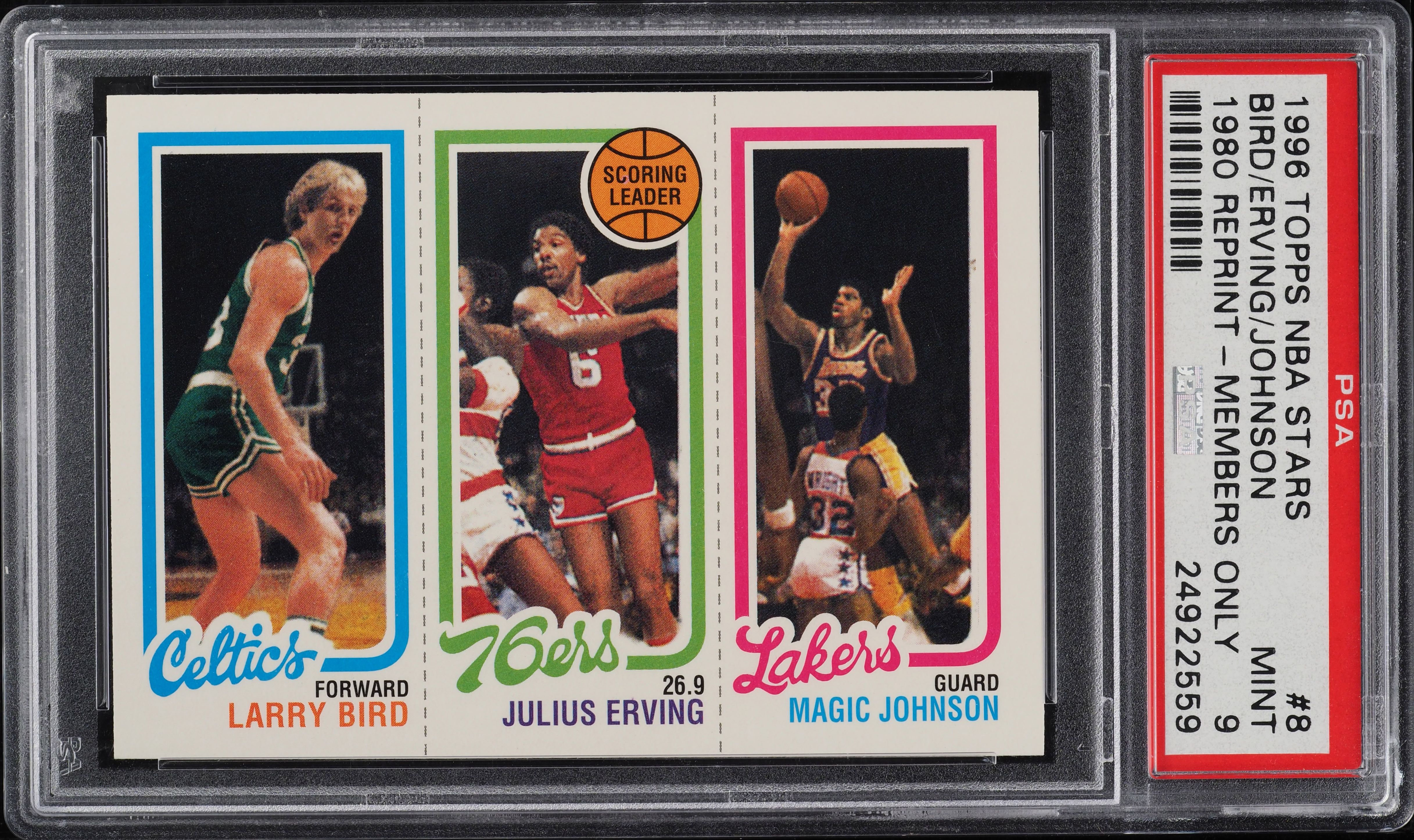 1996 Topps NBA Stars '80 Reprint Members Only Bird Erving Magic