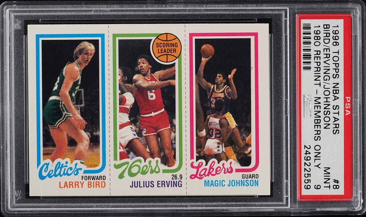 1996 Finest Reprint w/ Coating Larry Bird Julius Erving Magic