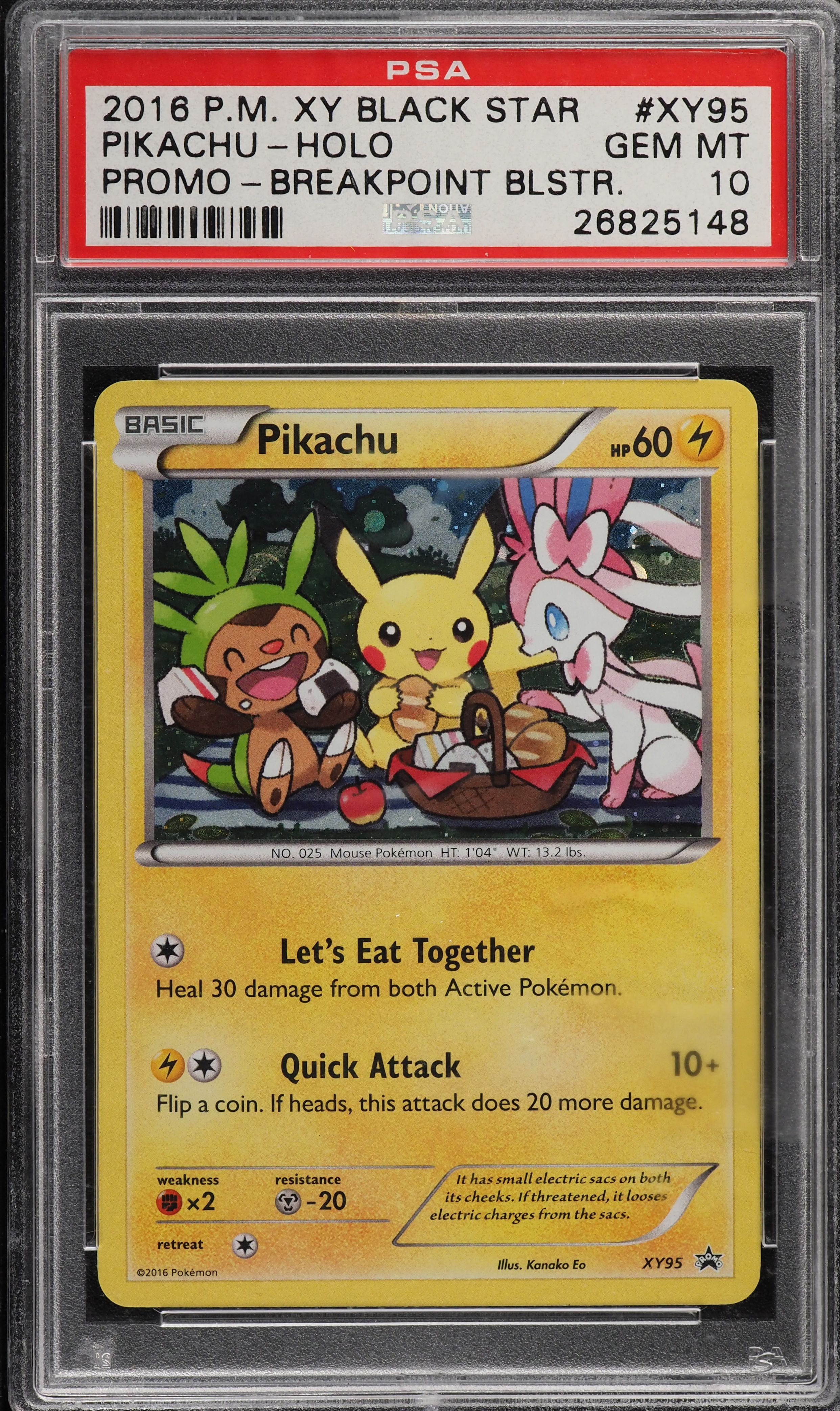 2016 Pokemon XY Black Star Promo BREAKpoint Pickachu #XY95 PSA 10