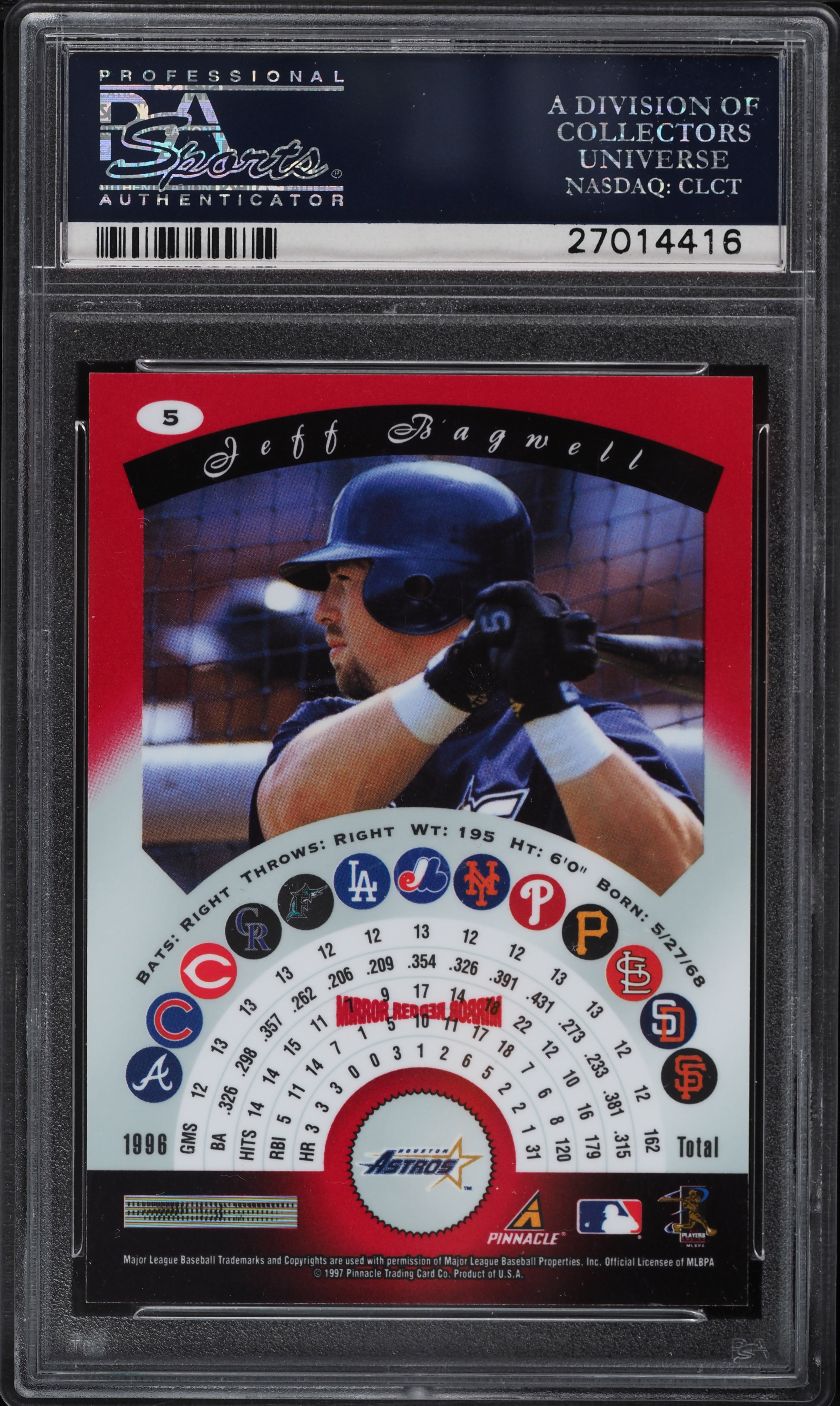 Michaelページ 1997 Pinnacle Certified Mirror Red Jeff Bagwell #5 PSA 10 GEM MINT