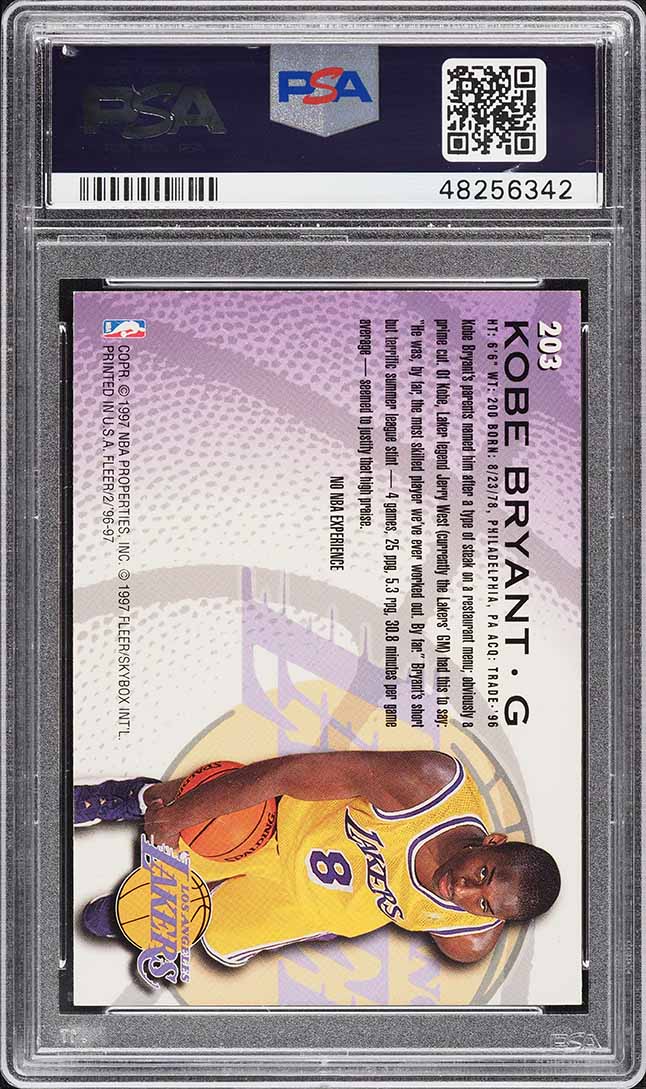 1996 Fleer Basketball Kobe Bryant ROOKIE #203 PSA 9 MINT