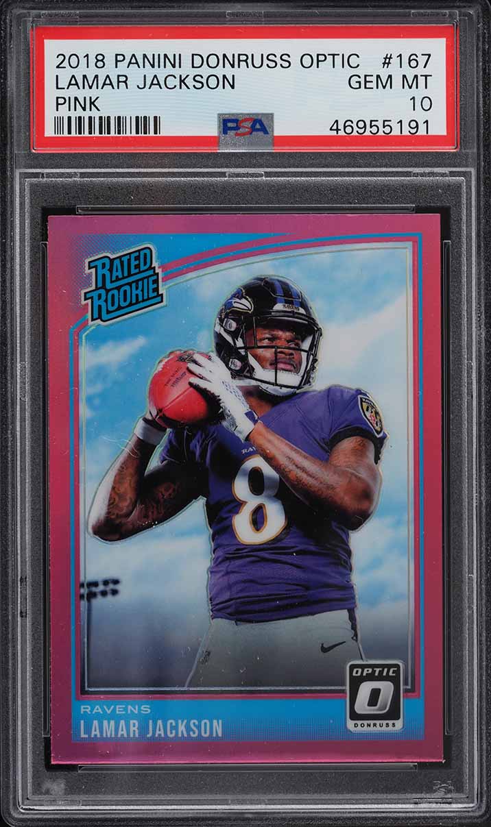 2018 Donruss Optic Pink Lamar Jackson ROOKIE RC #167 PSA 10 GEM MINT