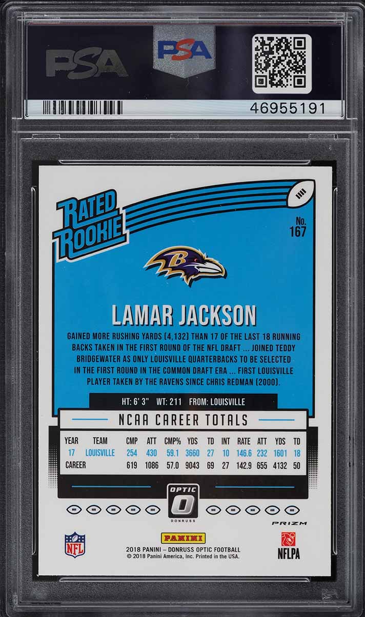 2018 Donruss Optic Pink Lamar Jackson ROOKIE RC #167 PSA 10 GEM MINT