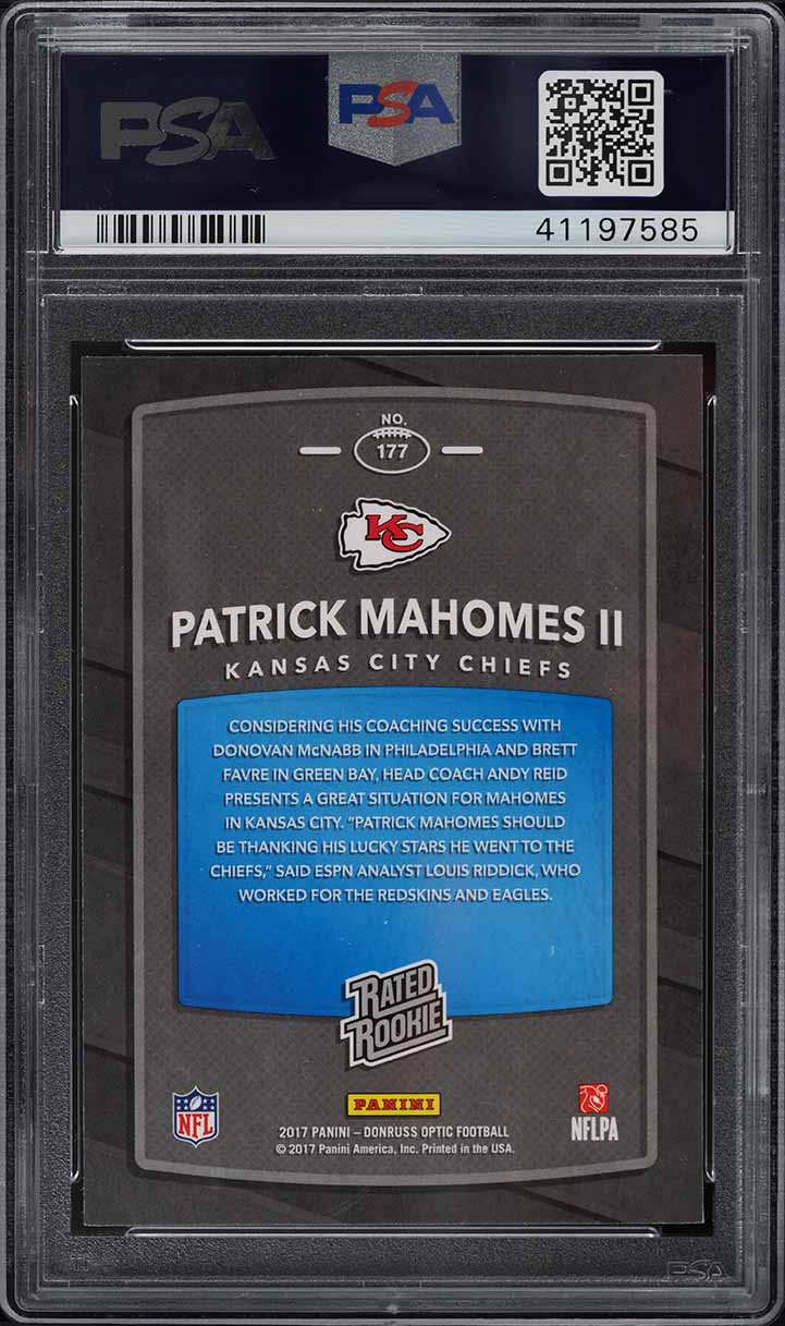 2017 Donruss Optic Patrick Mahomes II ROOKIE RC #177 PSA 10 GEM MINT