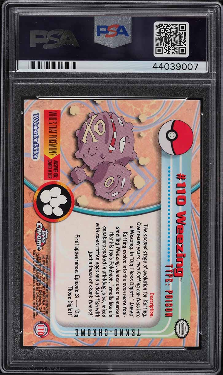 2000 Pokemon Topps Chrome Series 2 Tekno Weezing #110 PSA 10 GEM MINT