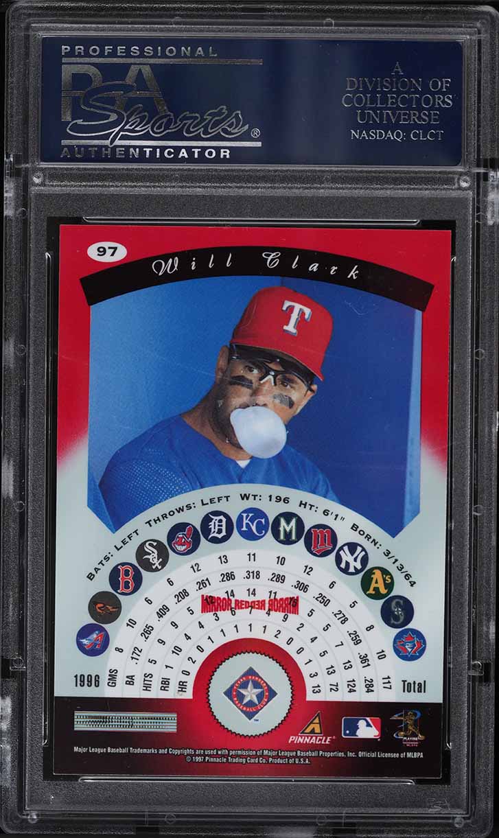 1997 Pinnacle Certified Mirror Red Will Clark #97 PSA 9 MINT on