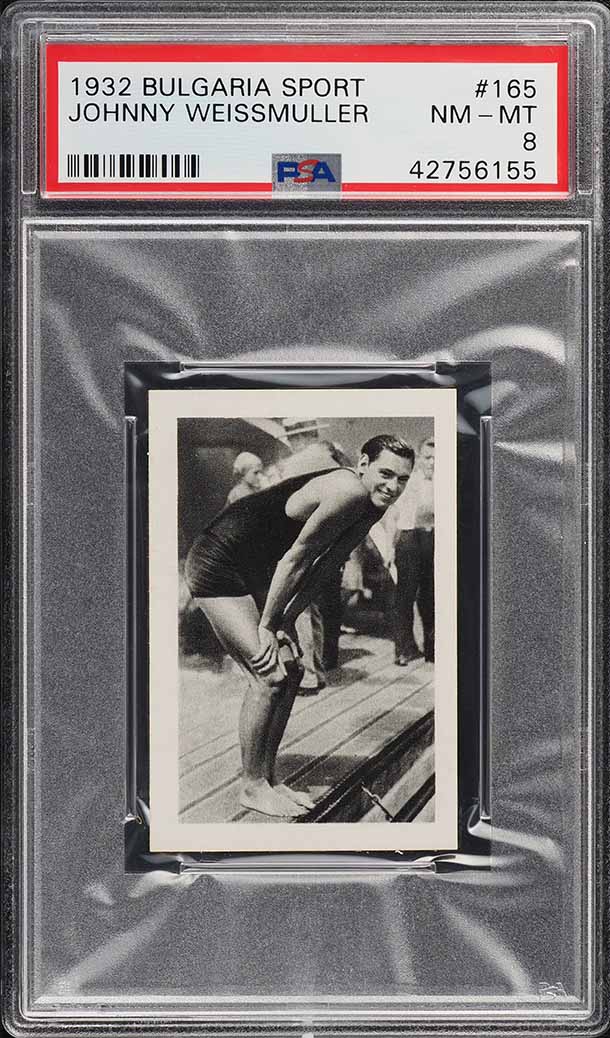 1932 Bulgaria Sport Photo Swimming Johnny Weissmuller #165 PSA 8 NM-MT