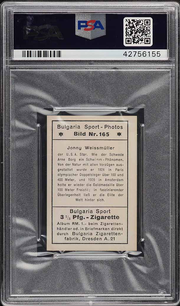 1932 Bulgaria Sport Photo Swimming Johnny Weissmuller #165 PSA 8 NM-MT