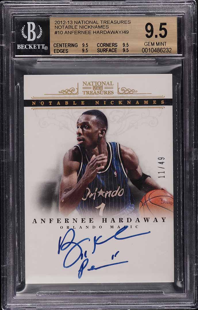 2012 National Treasures Notable Nicknames Anfernee Hardaway AUTO /49 #10 BGS 9.5
