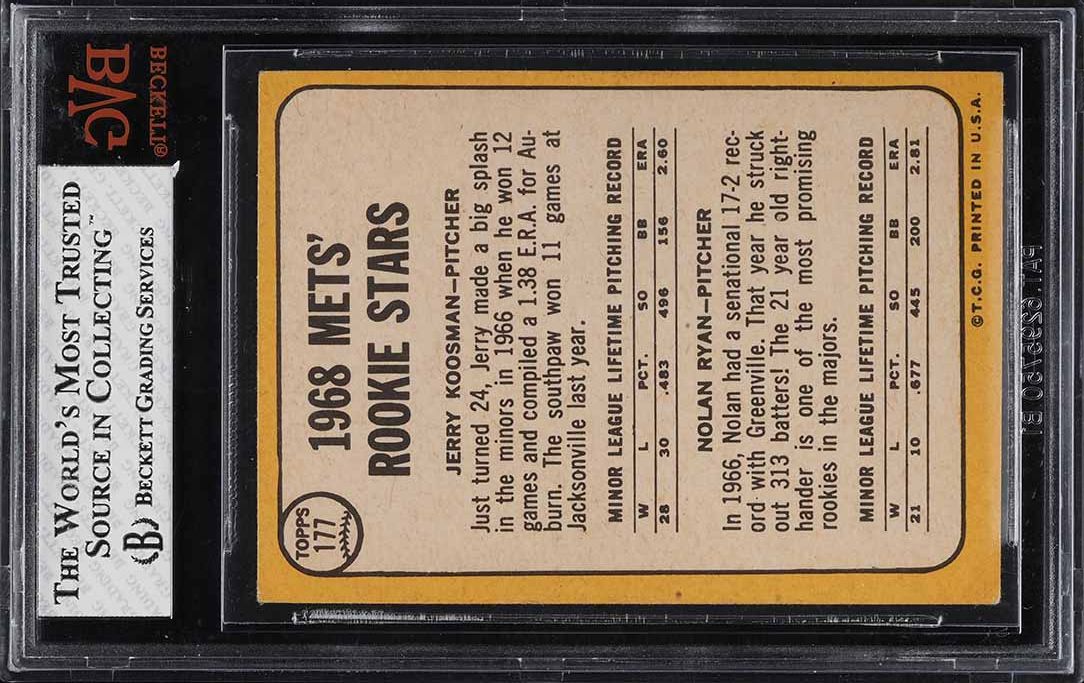 1968 Topps Nolan Ryan ROOKIE #177 BVG 6 EXMT