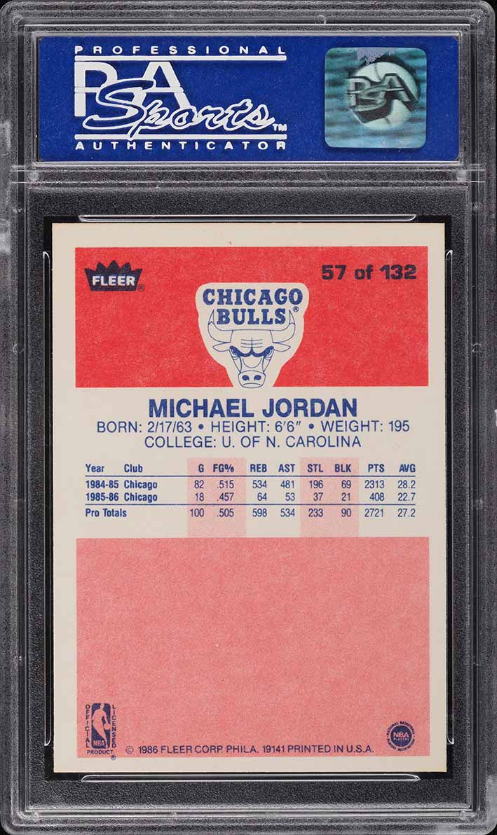 1986 Fleer Basketball Michael Jordan ROOKIE #57 PSA 9 MINT