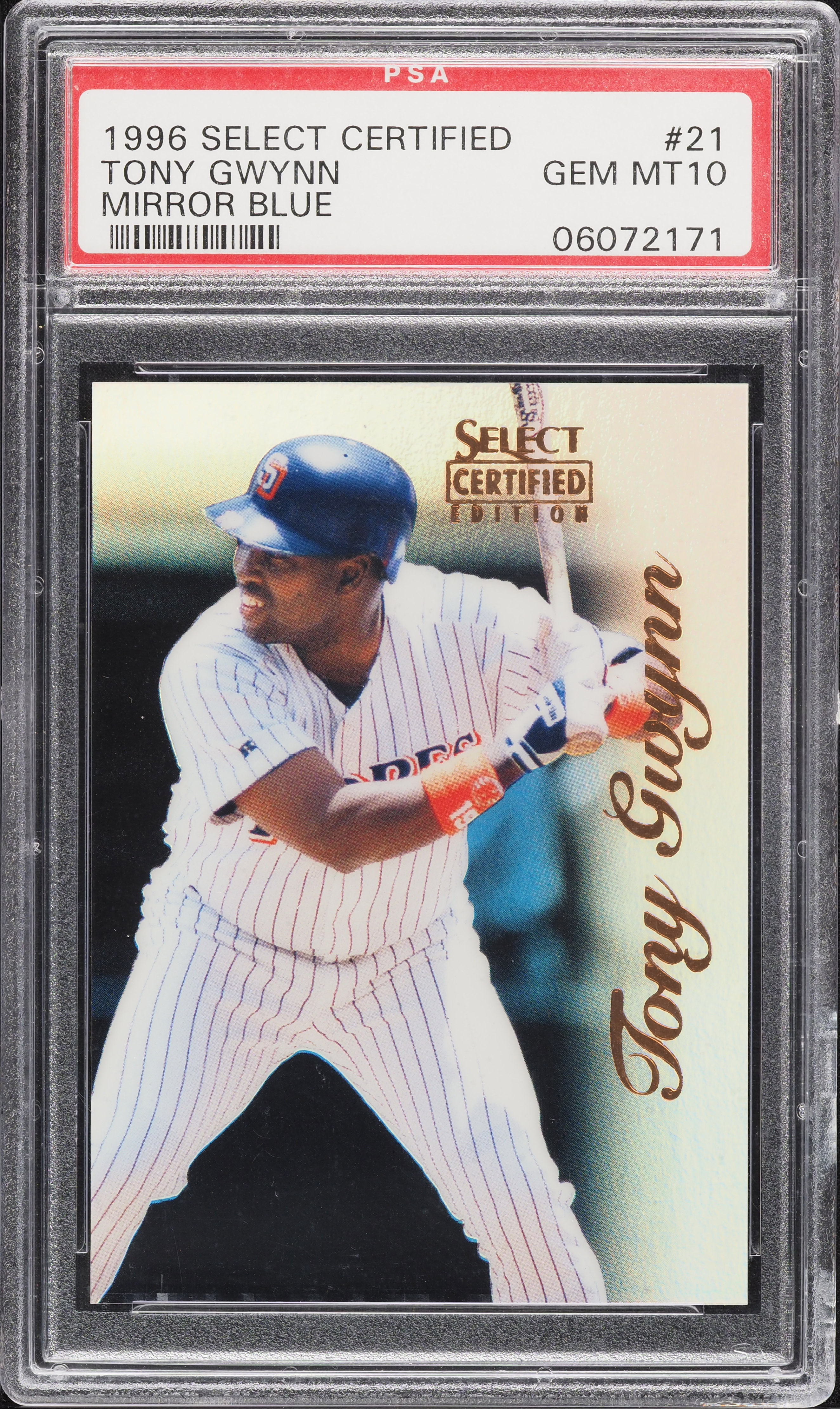 1996 Select Certified Mirror Blue Tony Gwynn /45 #21 PSA 10 GEM 