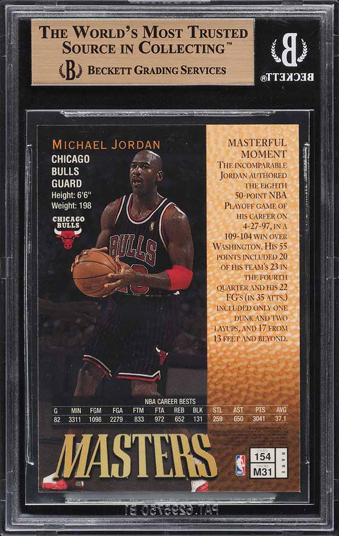 1997 Finest Basketball w/ Coating  Michael Jordan #154 BGS 9.5 GEM MINT