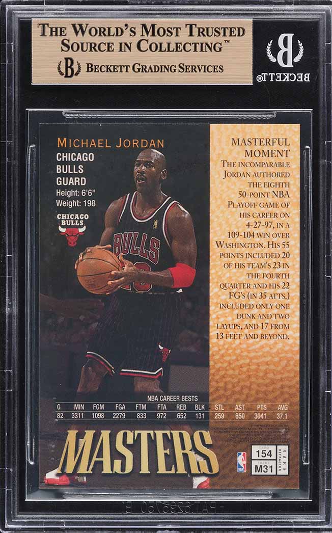 1997 Finest Refractor Michael Jordan MISSING SERIAL NUMBER #154 BGS 9.5 GEM MINT