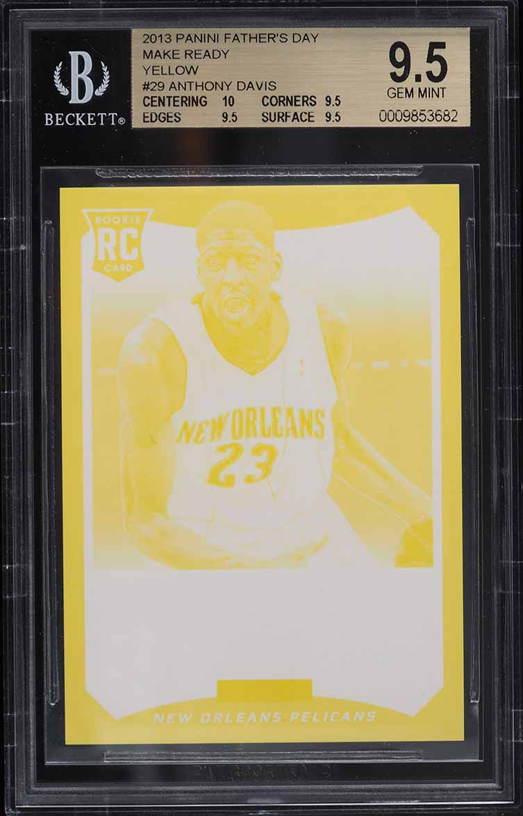 2013 Panini Father's Day Make Ready Yellow Anthony Davis ROOKIE BGS 9.5 GEM MINT