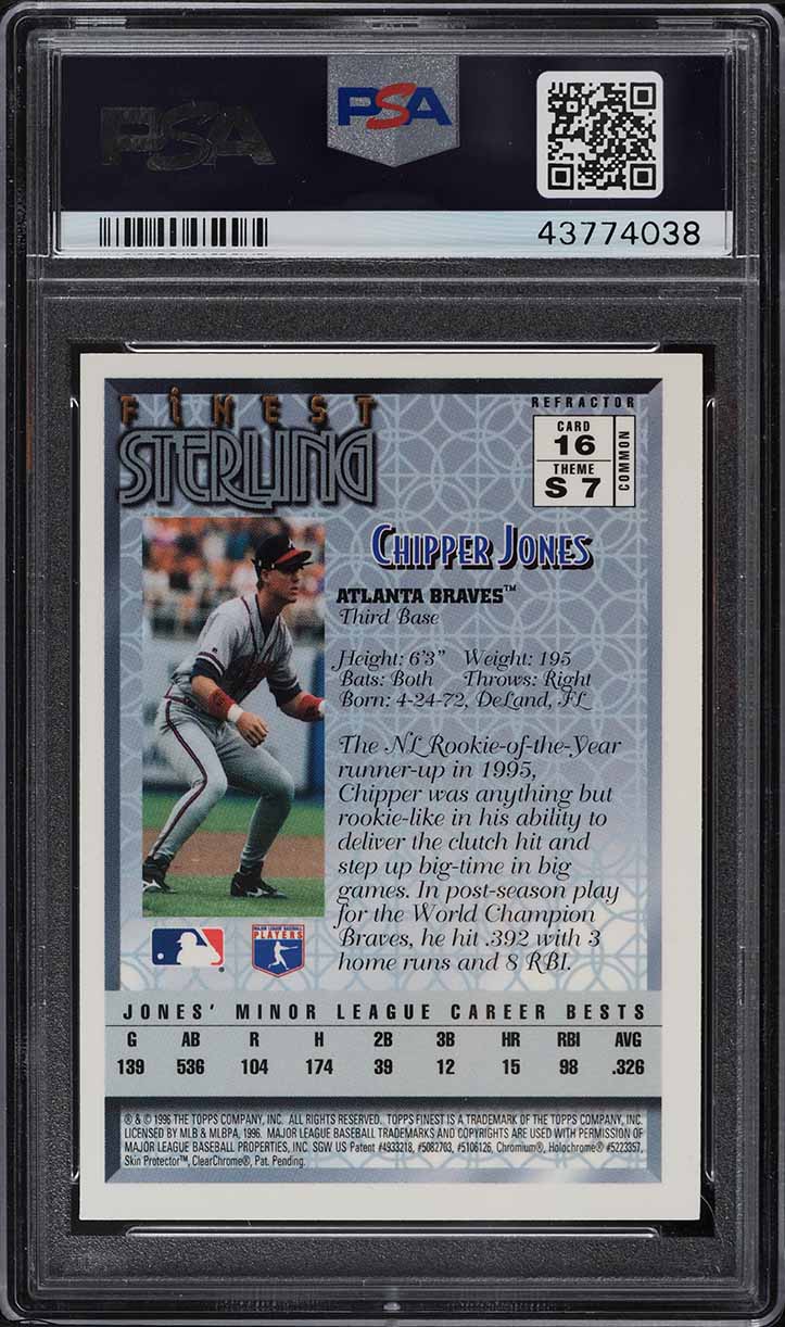 1996 Finest Bronze Refractor Chipper Jones #16 PSA 9 MINT