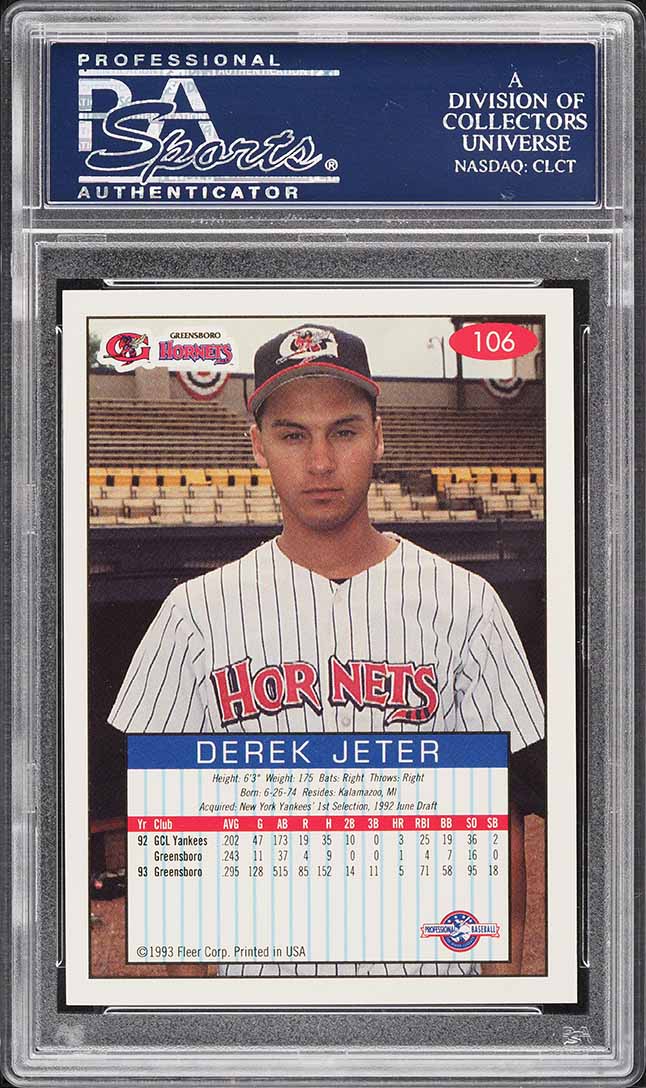 1993 Fleer Excel Derek Jeter ROOKIE #106 PSA 10 GEM MINT