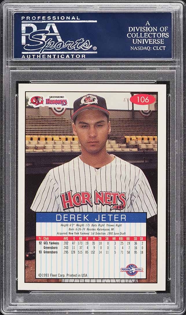 1993 Fleer Excel Derek Jeter ROOKIE #106 PSA 10 GEM MINT