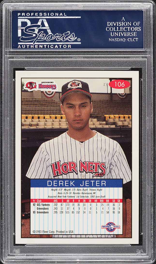 1993 Fleer Excel Derek Jeter ROOKIE #106 PSA 10 GEM MINT
