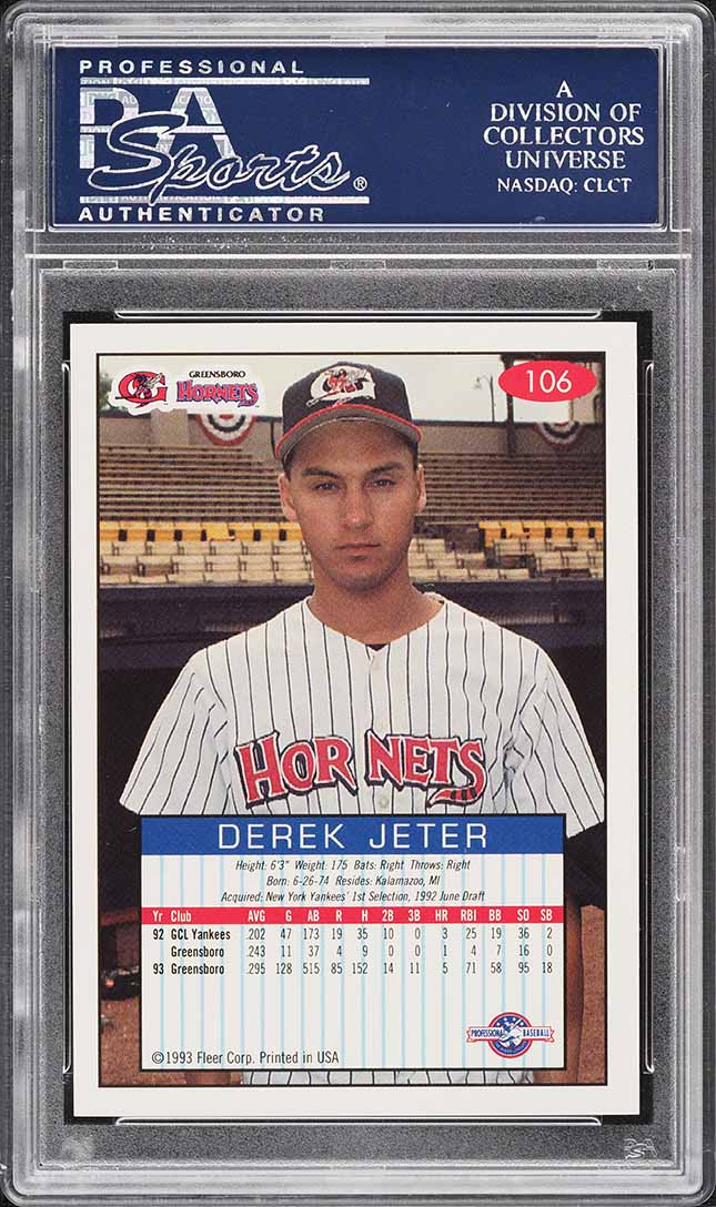 1993 Fleer Excel Derek Jeter ROOKIE #106 PSA 10 GEM MINT