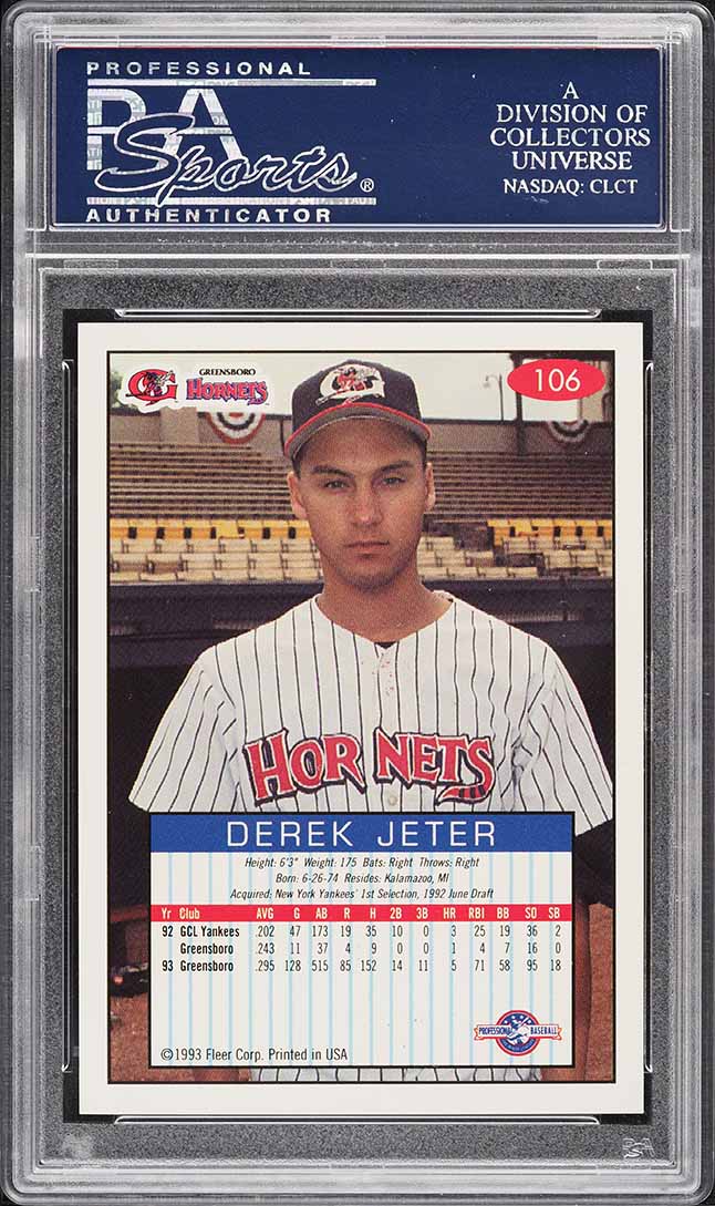 1993 Fleer Excel Derek Jeter ROOKIE #106 PSA 10 GEM MINT