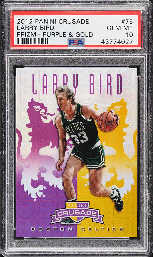 2012 Panini Crusade Purple & Gold Prizm Larry Bird /49 #75 PSA 10 GEM MINT