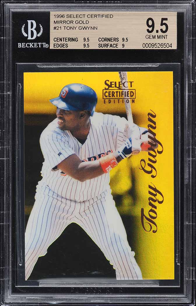 1996 Select Certified Mirror Gold Tony Gwynn /30 #21 BGS 9.5 GEM MINT