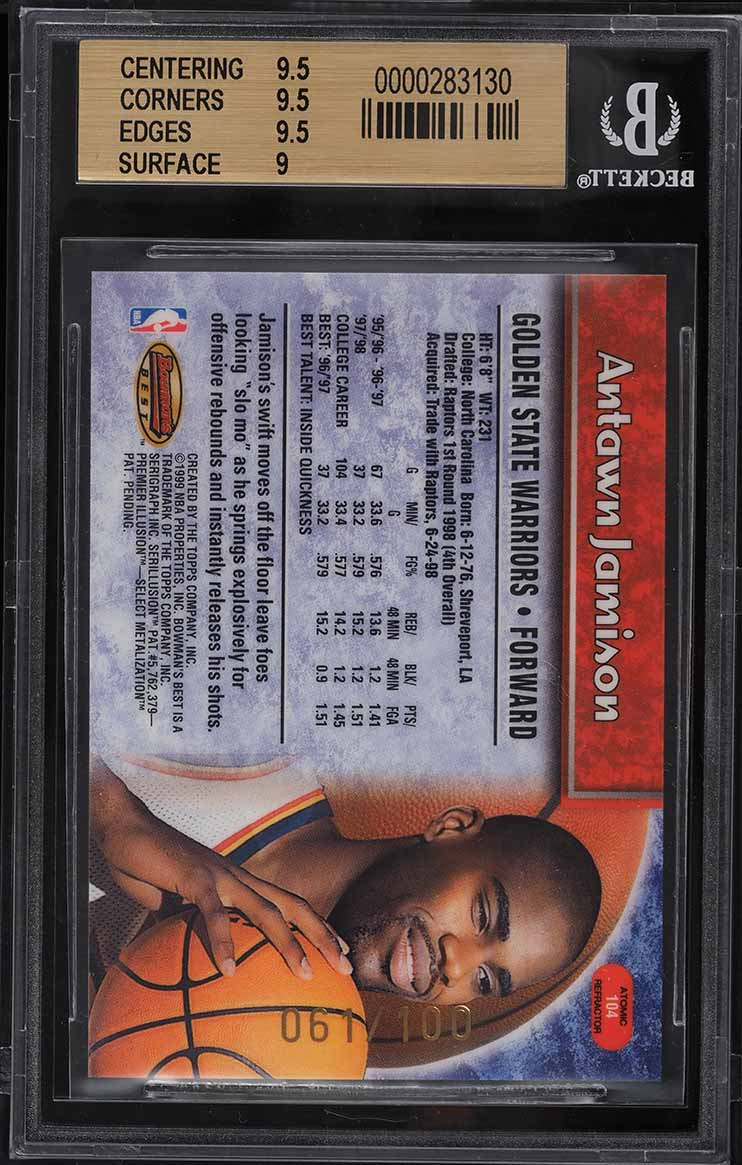 1998 Bowman's Best Atomic Refractor Antawn Jamison ROOKIE /100 #104 BGS 9.5 GEM