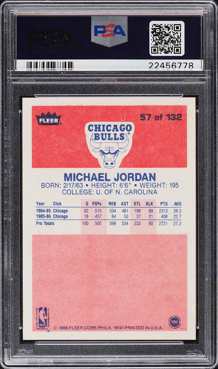 1986 Fleer Basketball Michael Jordan ROOKIE #57 PSA 9 MINT