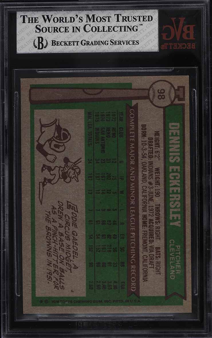 1976 Topps Dennis Eckersley ROOKIE #98 BVG 7.5 NRMT+