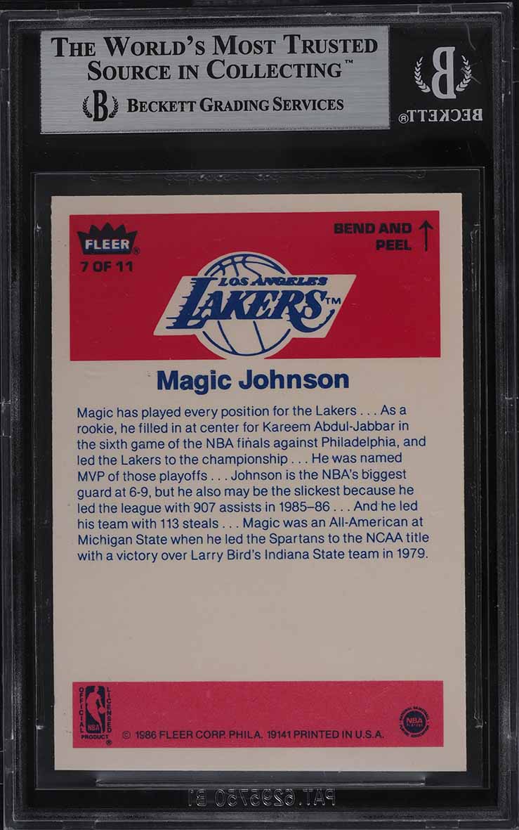 1986 Fleer Sticker Magic Johnson #7 BGS 8.5 NM-MT+