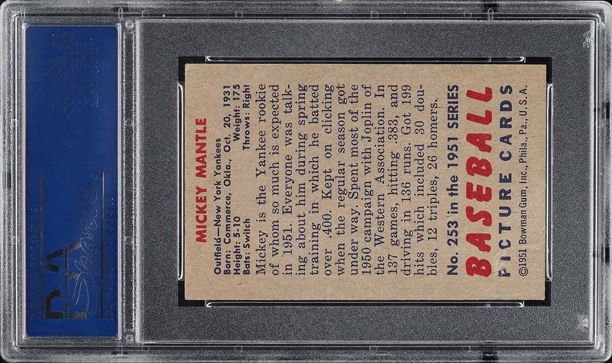 1951 Bowman Mickey Mantle ROOKIE #253 PSA 4 VGEX