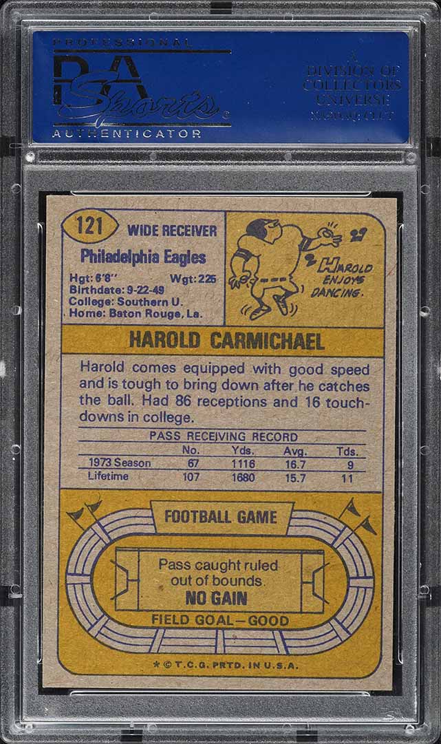1974 Topps Football Harold Carmichael ROOKIE, ALL-PRO #121 PSA 10 GEM MINT