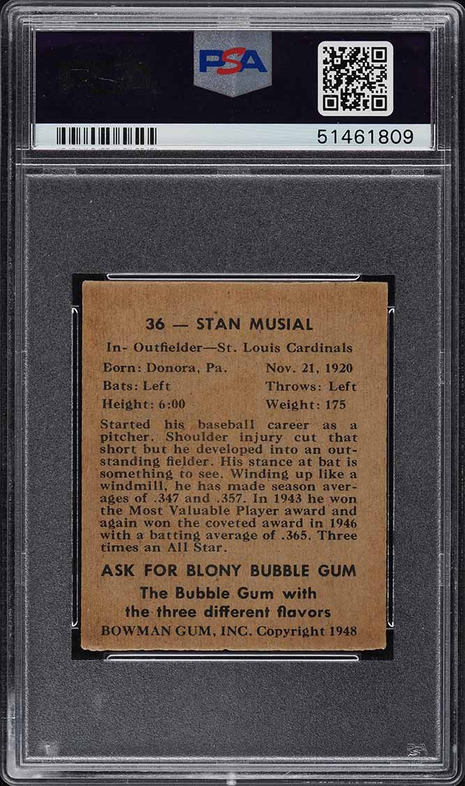 1948 Bowman Stan Musial ROOKIE #36 PSA 6 EXMT