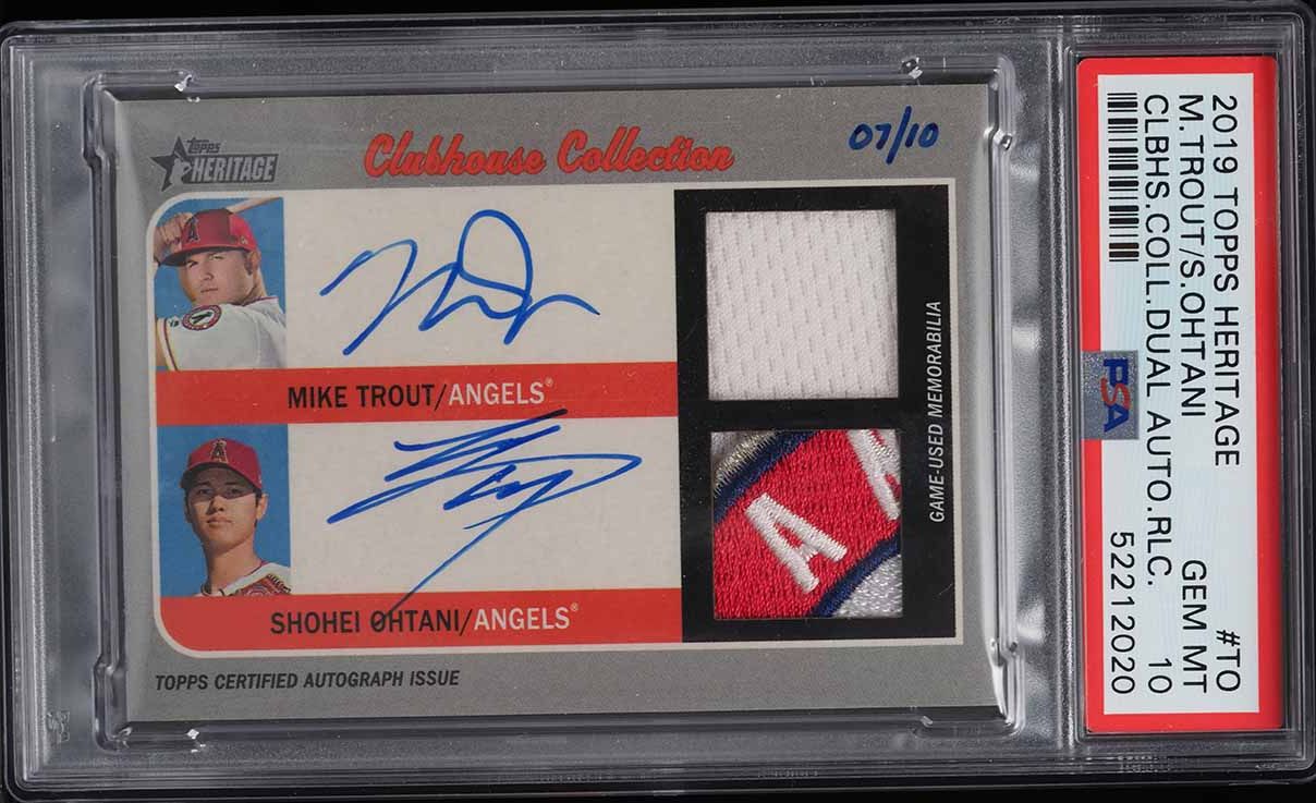 2019 Topps Heritage Clubhouse Mike Trout Shohei Ohtani PATCH AUTO 
