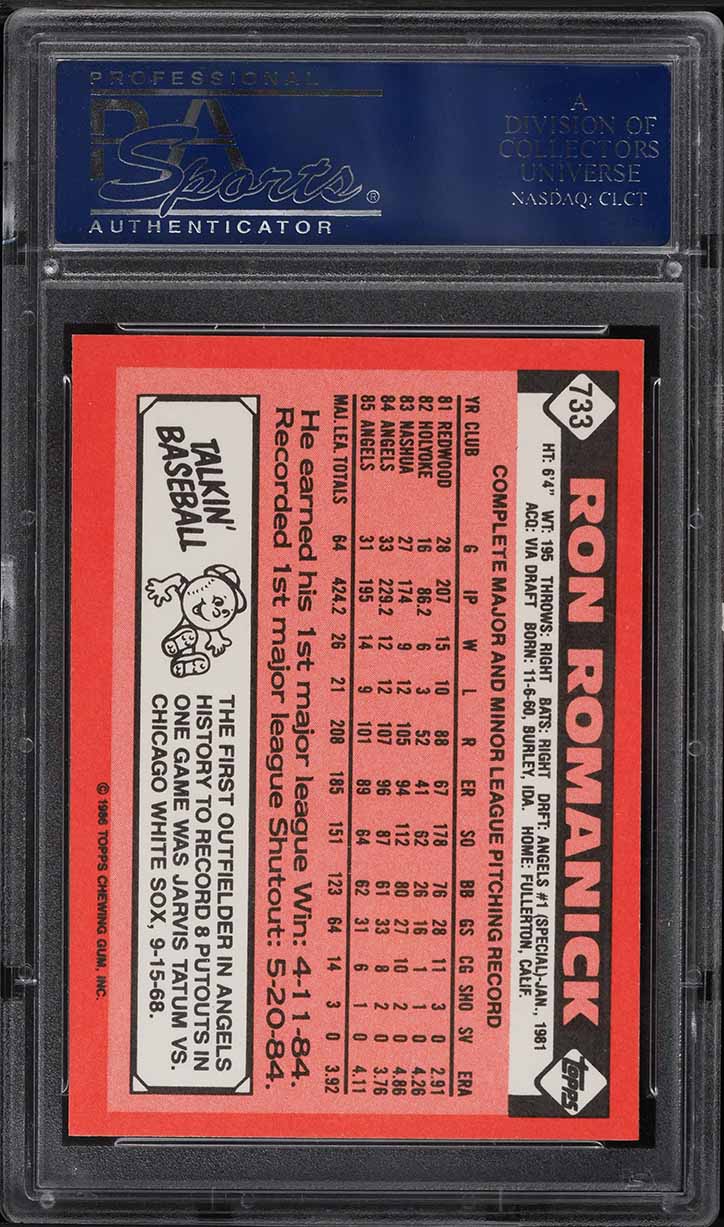 1986 Topps Tiffany Ron Romanick #733 PSA 10 GEM MINT