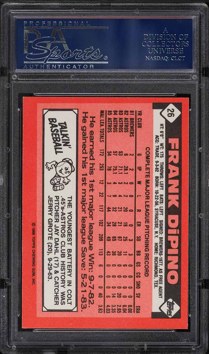 1986 Topps Tiffany Frank Dipino #26 PSA 10 GEM MINT