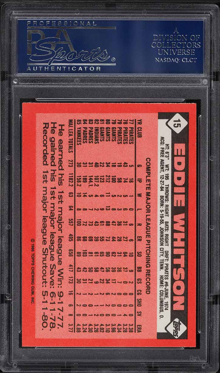 1986 Topps Tiffany Eddie Whitson #15 PSA 10 GEM MINT