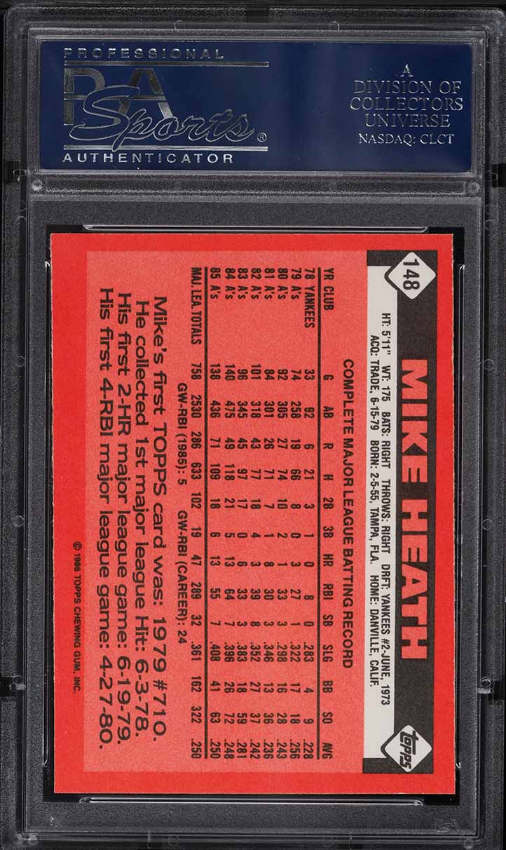 1986 Topps Tiffany Mike Heath #148 PSA 10 GEM MINT