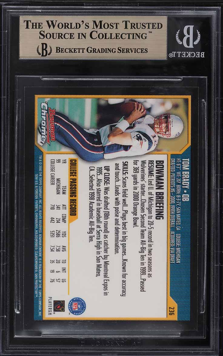 2000 Bowman Chrome Tom Brady ROOKIE #236 BGS 9.5 GEM MINT