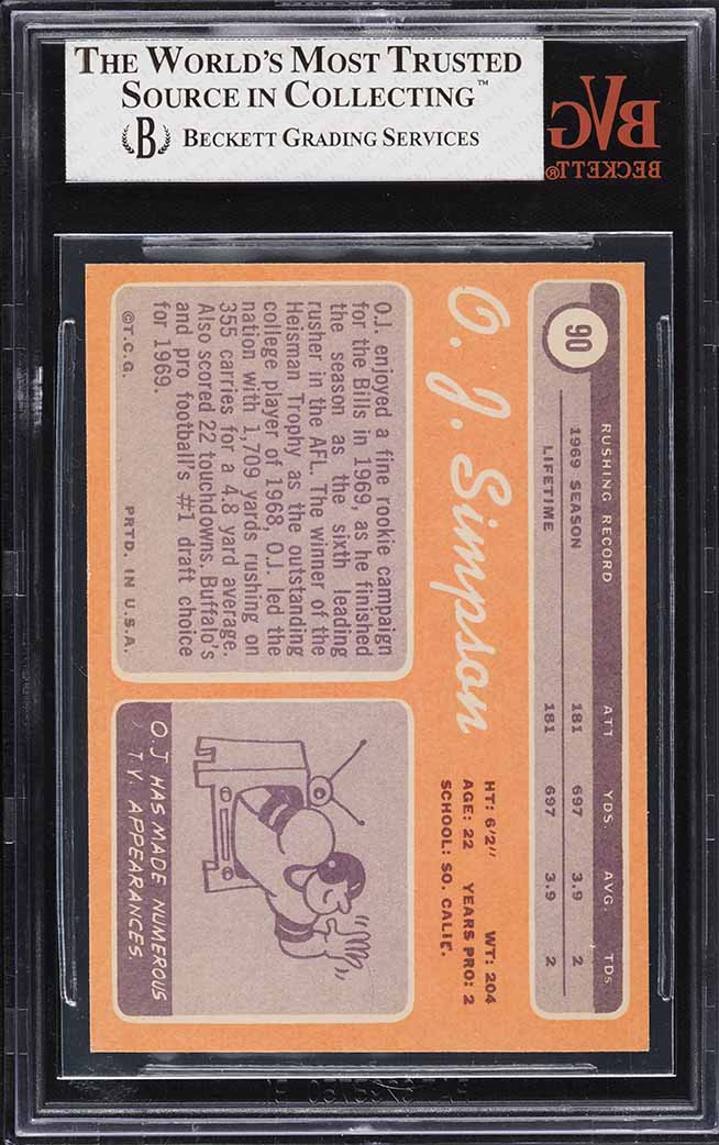 1970 Topps O.J. Simpson ROOKIE #90 BVG 6.5 EXMT+