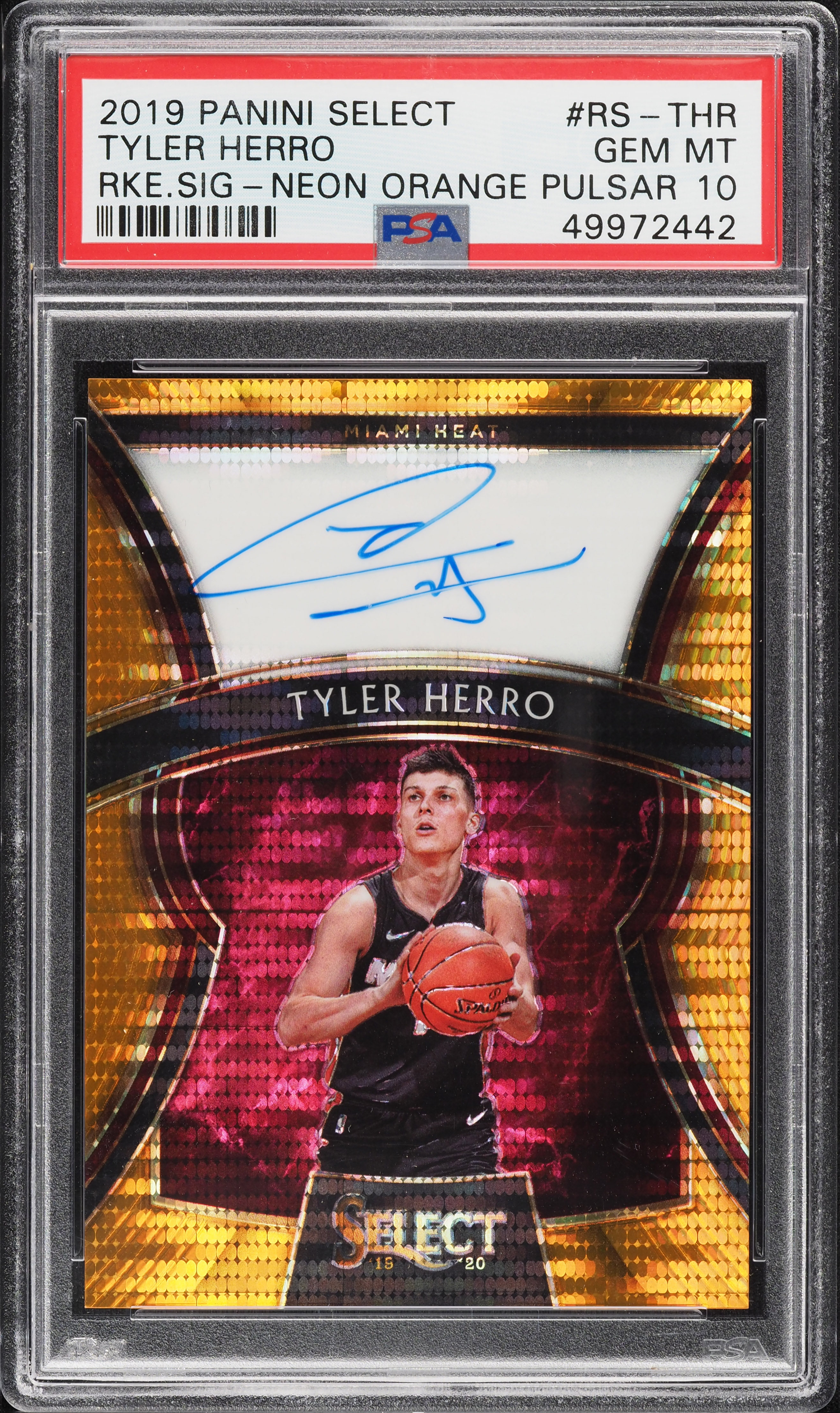 2019 Select Neon Orange Pulsar Tyler Herro ROOKIE RC AUTO /35 #RS