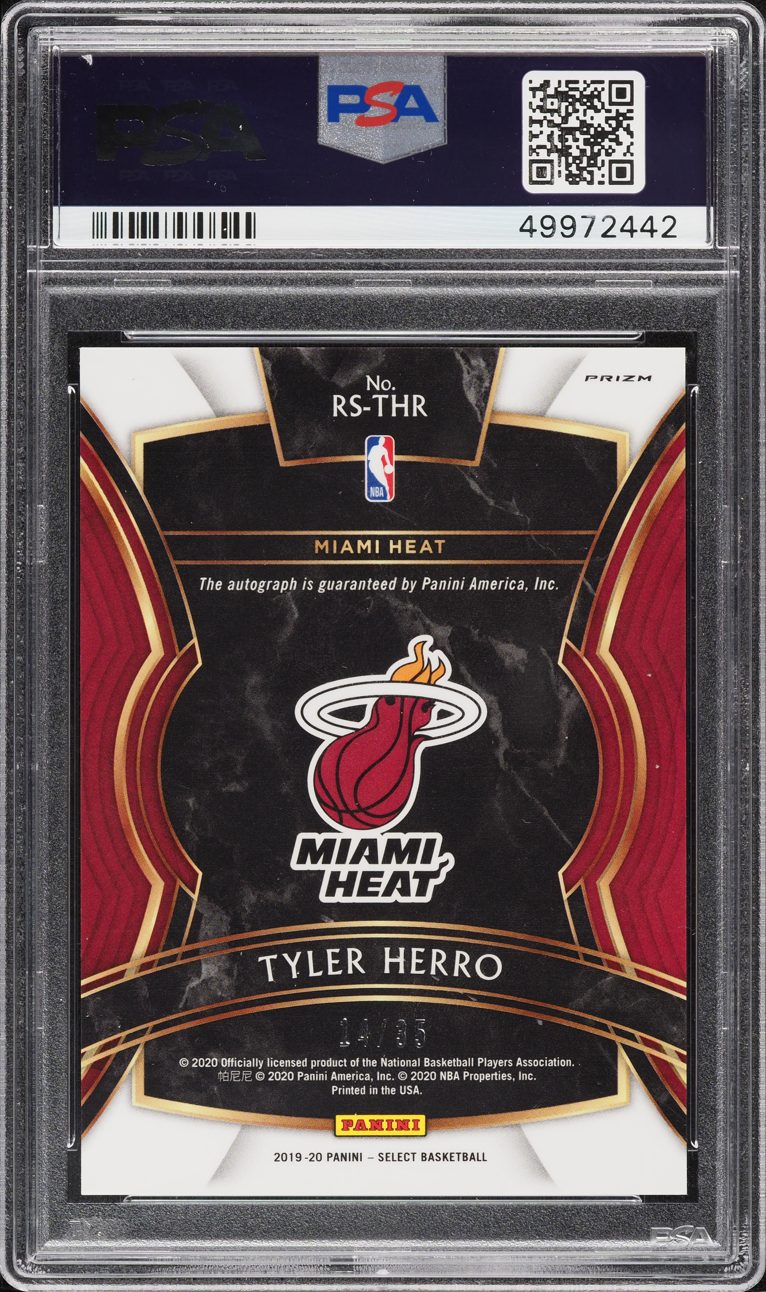 2019 Select Neon Orange Pulsar Tyler Herro ROOKIE RC AUTO /35 #RS