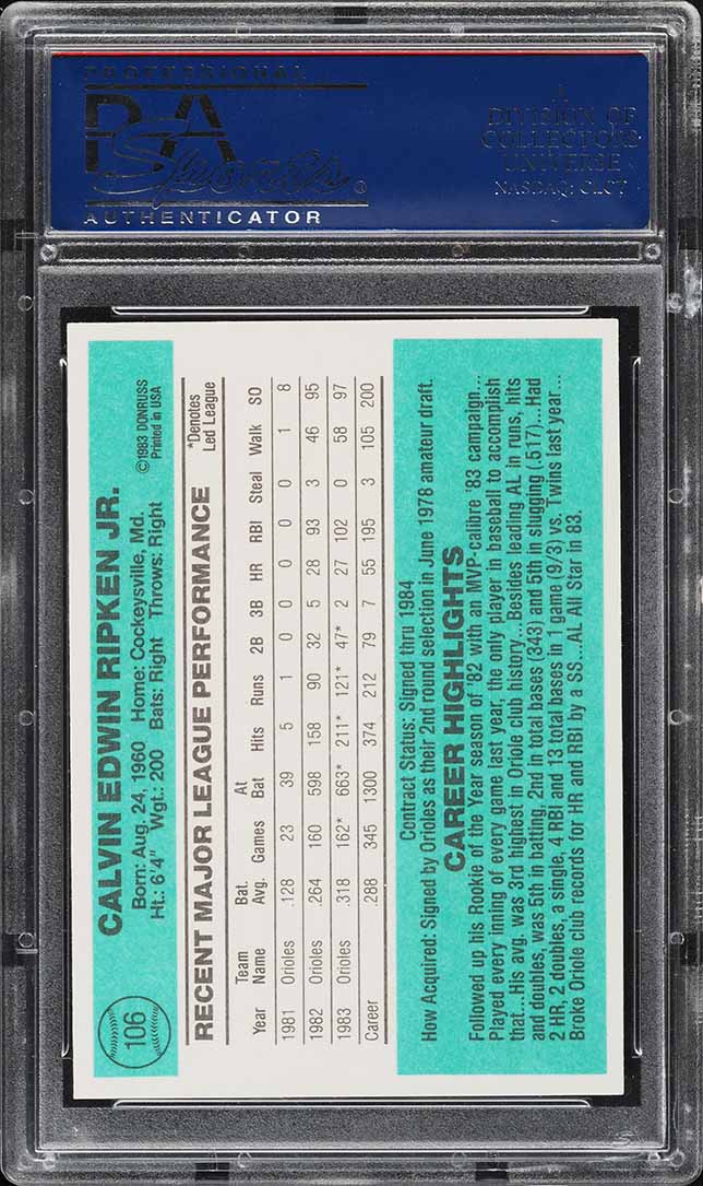 1984 Donruss Cal Ripken Jr. #106 PSA 10 GEM MINT