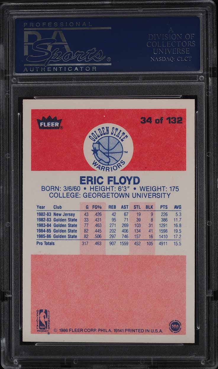 1986 Fleer Basketball Eric Floyd #34 PSA 9 MINT