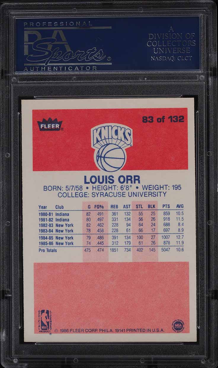 1986 Fleer Basketball Louis Orr #83 PSA 9 MINT