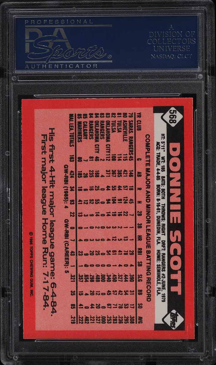 1986 Topps Tiffany Donnie Scott #568 PSA 10 GEM MINT